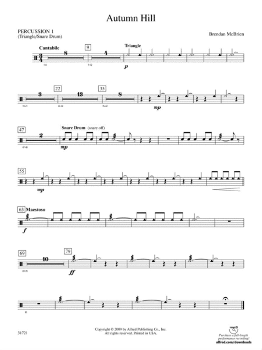 Autumn Hill: 1st Percussion Concert Band scores gallery preview page 1