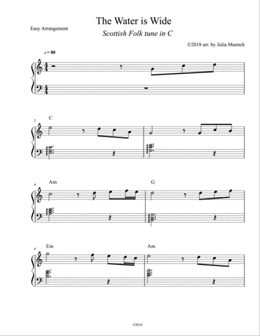 The Water is Wide in C Piano Method scores gallery preview page 1
