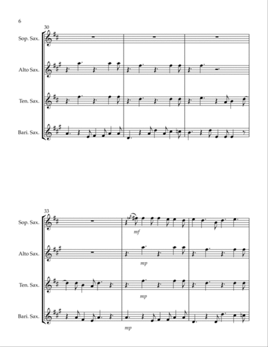 Naruto's Daily Life Woodwind Quartet scores gallery preview page 6