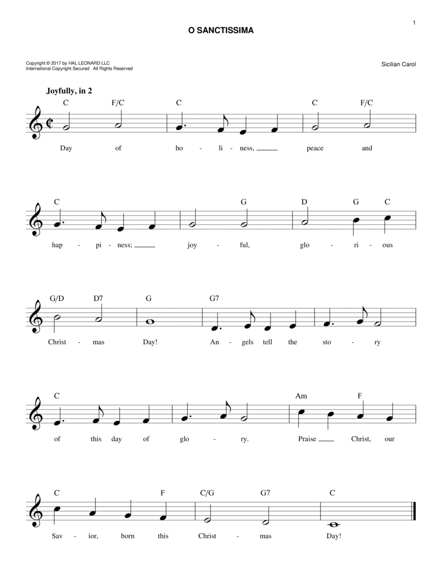 O Sanctissima O Sanctissima Piano scores gallery preview page 1