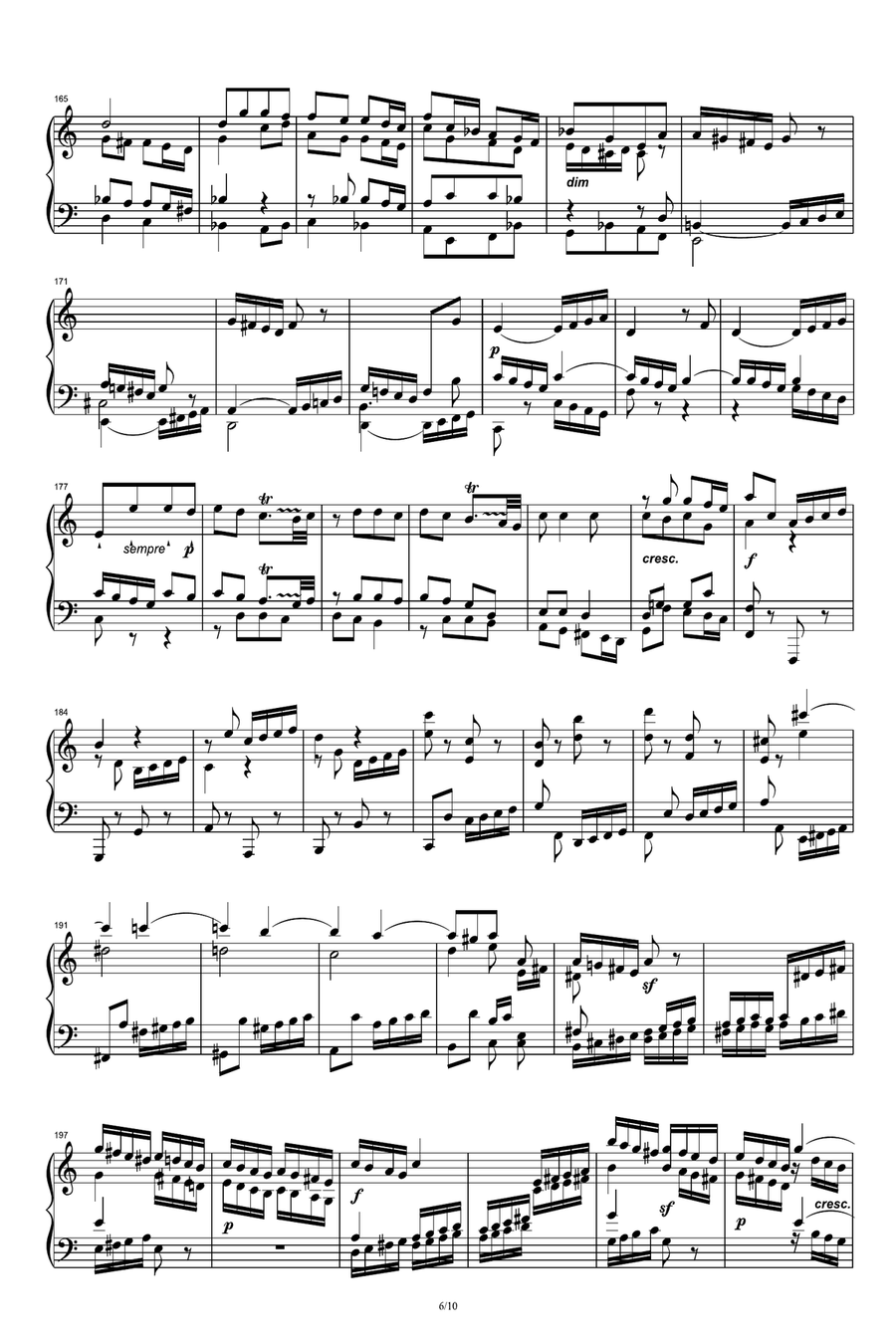 Beethoven Sonata in A Major, Op.101 Movement 3-4 Piano Solo scores gallery preview page 6