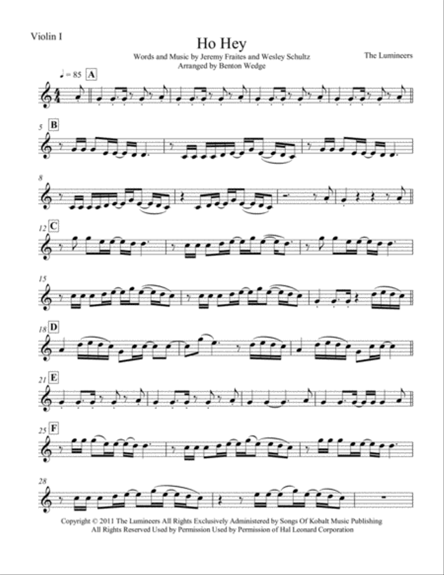 Ho Hey Ho Hey String Quartet scores gallery preview page 1