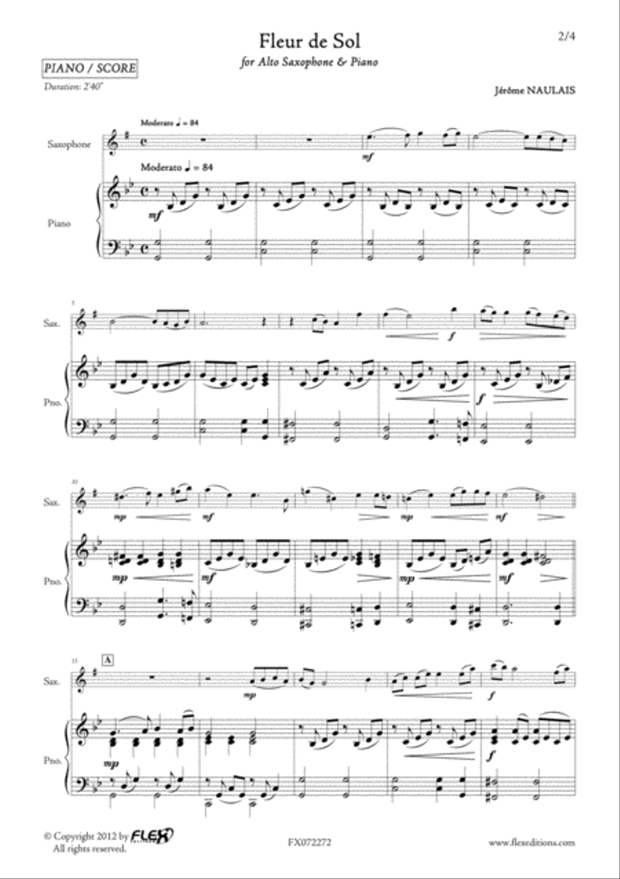 Fleur de Sol Alto Saxophone scores gallery preview page 2