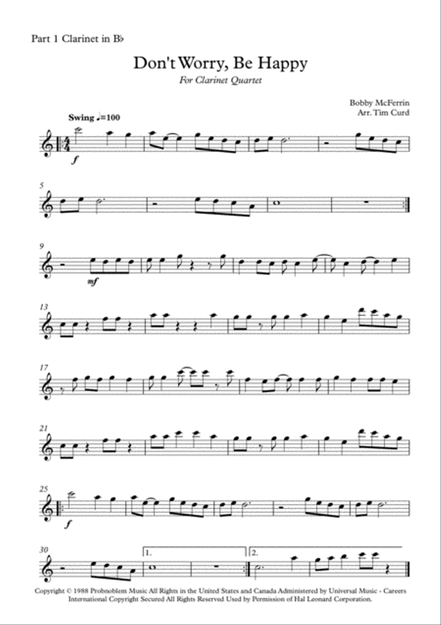 Don't Worry, Be Happy Woodwind Quartet scores gallery preview page 5