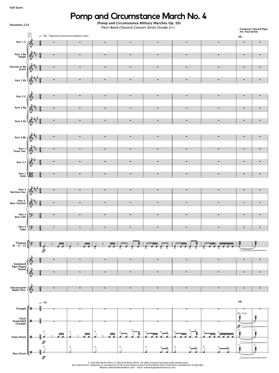 Pomp and Circumstance March No.4 (Flexible Instrumentation) Concert Band scores gallery preview page 4