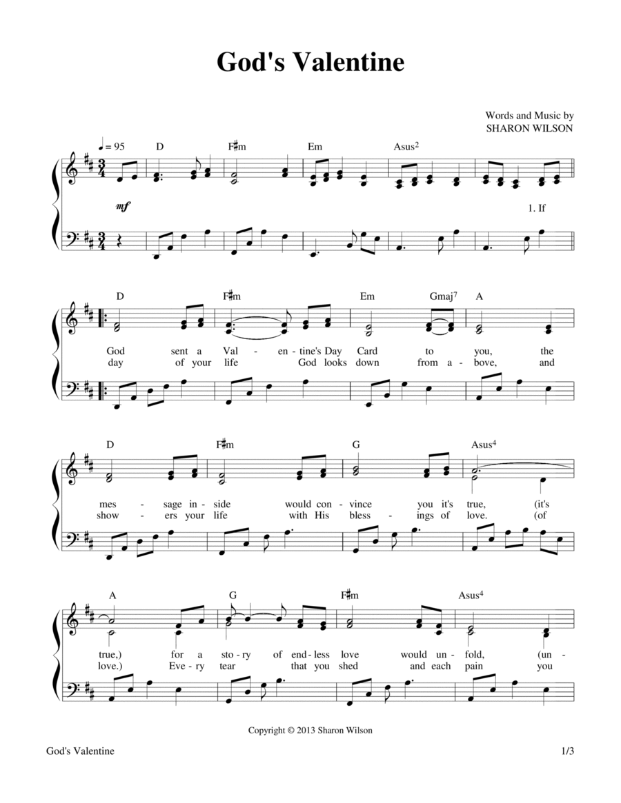 God's Valentine Piano, Vocal, Guitar scores gallery preview page 1