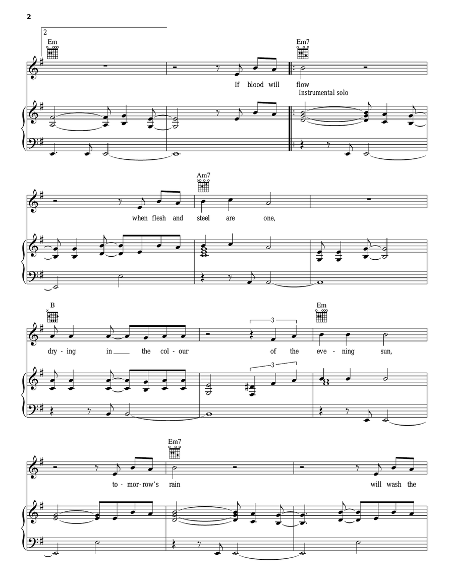 Fragile Piano, Vocal, Guitar scores gallery preview page 2
