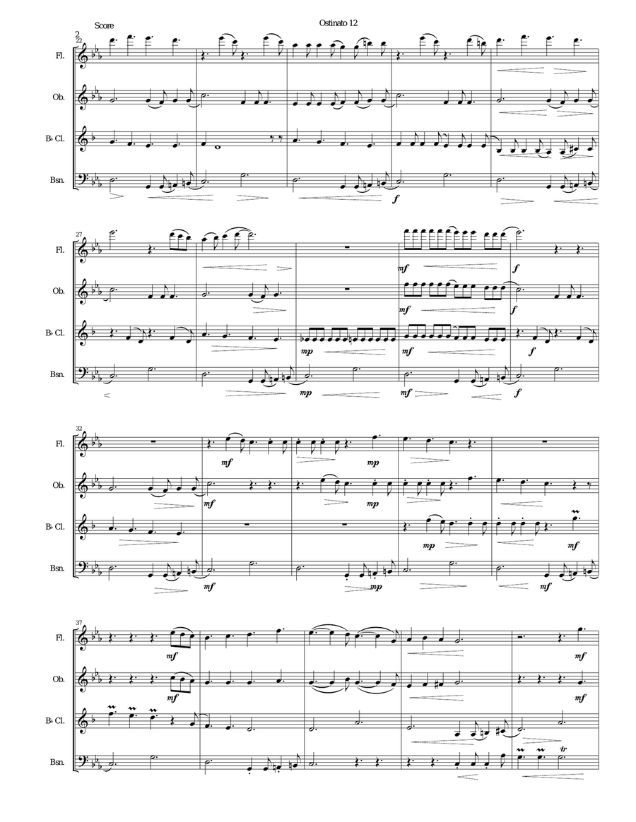 Ostinato 12 for wind quartet Woodwind Quartet scores gallery preview page 2