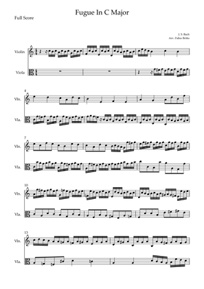 Fugue In C Major (J. S. Bach) for Violin & Viola Duo