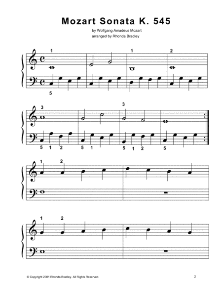 Mozart Sonata K. 545 Theme Easy Piano image number null