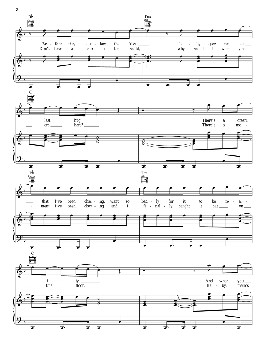 Never Let You Go Piano, Vocal, Guitar scores gallery preview page 2