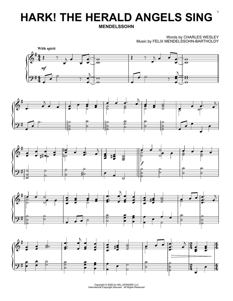 Hark! The Herald Angels Sing Piano Solo scores gallery preview page 1