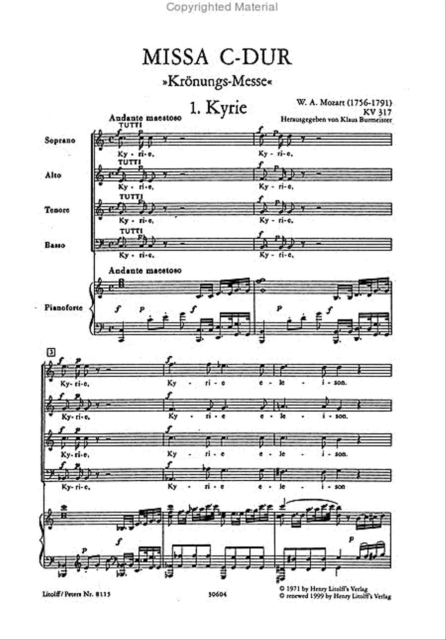 Missa in C K317 Coronation Mass (Vocal Score)