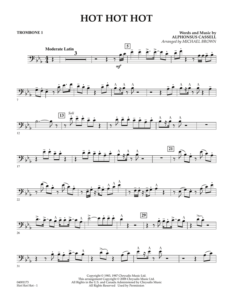 Hot Hot Hot - Trombone 1 Concert Band scores gallery preview page 1