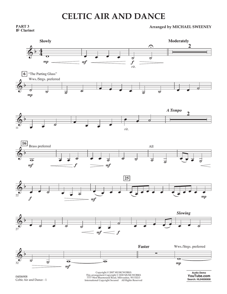 Celtic Air and Dance - Pt.3 - Bb Clarinet Concert Band scores gallery preview page 1