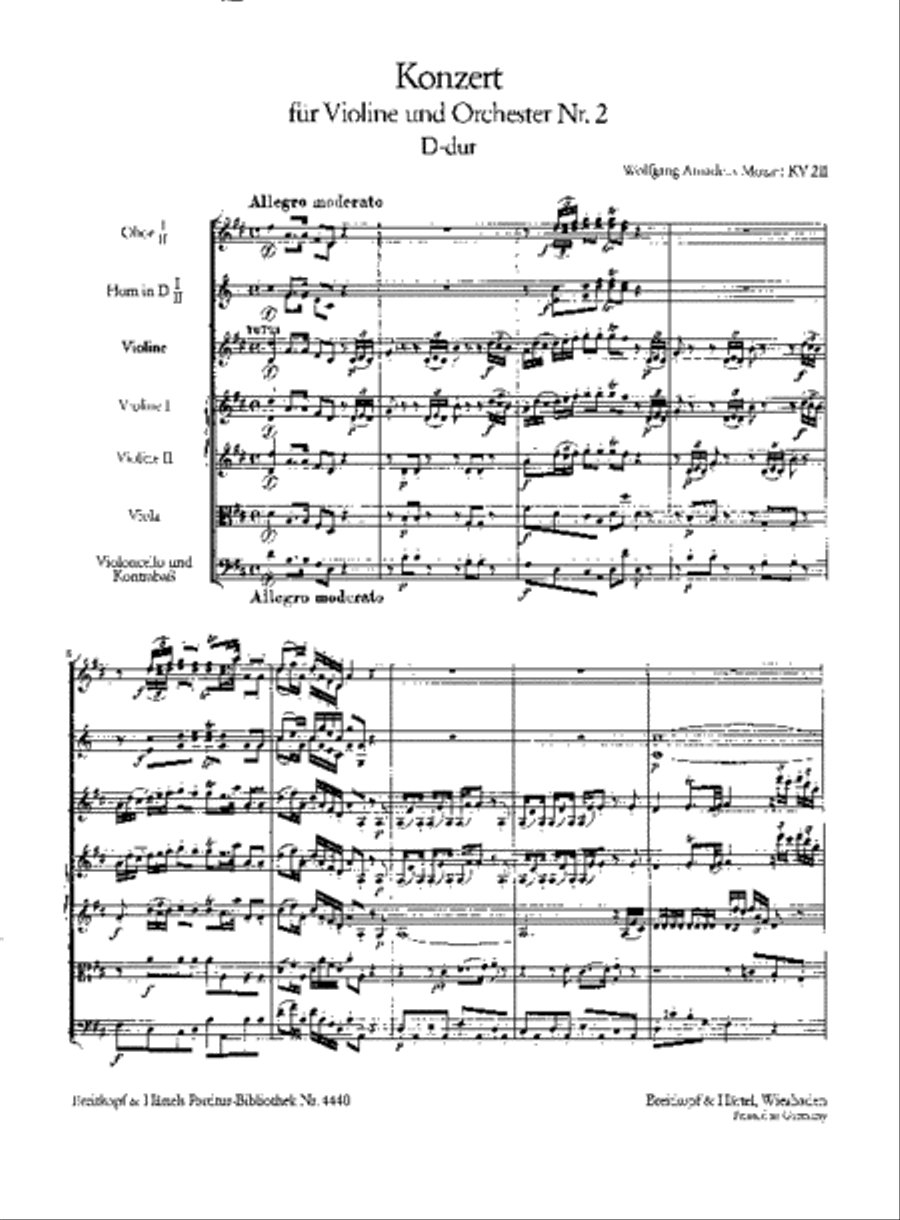 Violin Concerto [No. 2] in D major K. 211 Orchestra scores gallery preview page 2
