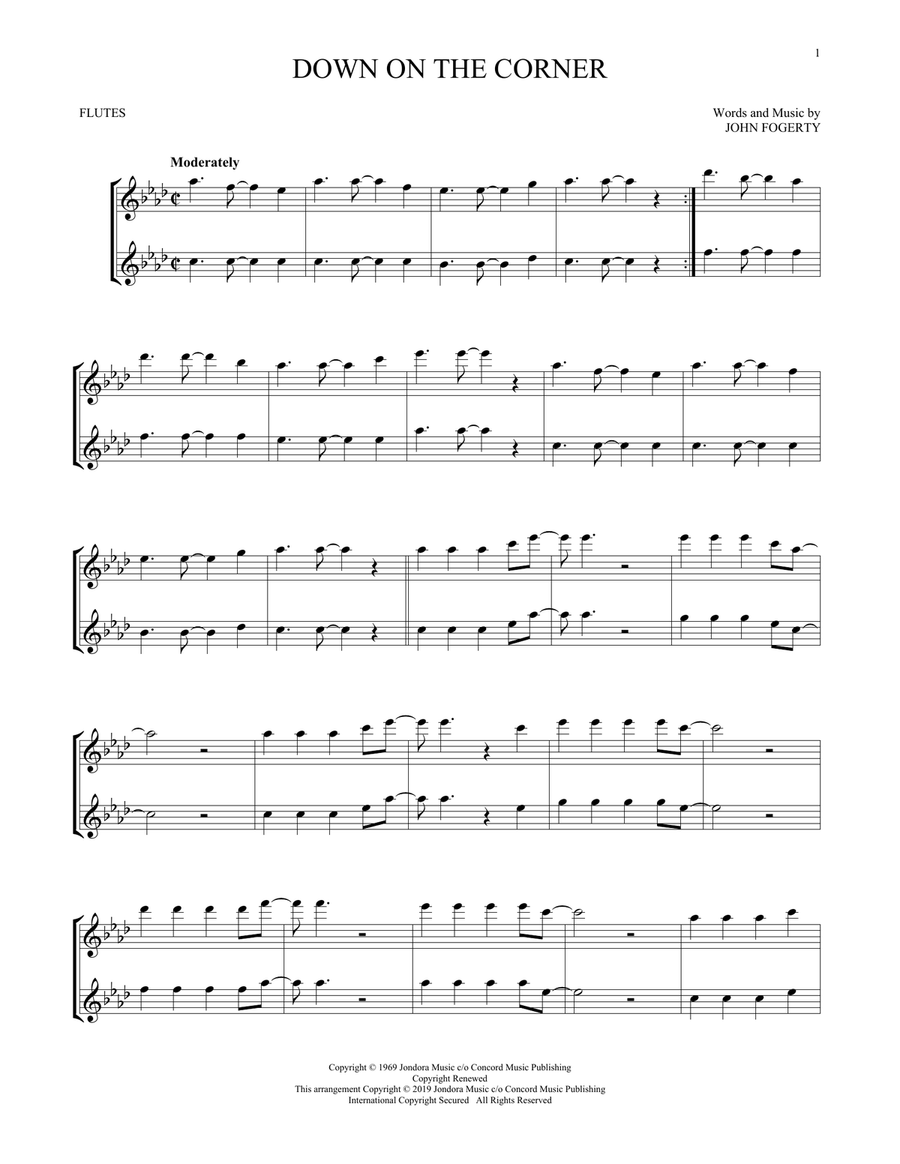 Down On The Corner Down On The Corner Flute Duet scores gallery preview page 1