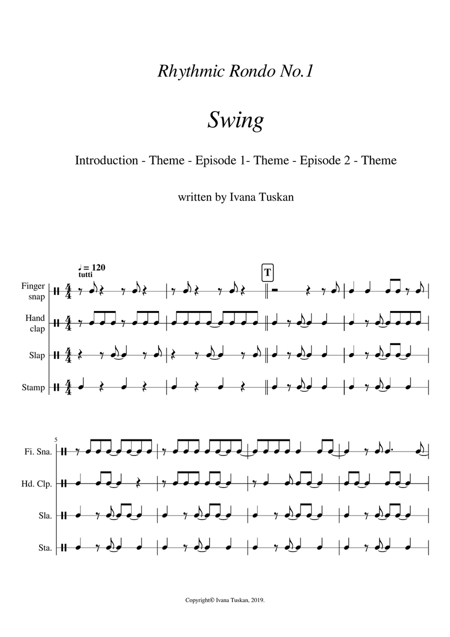 Dance Rhythm Is In You, rhythmic rondo: swing, bossa nova, tango Percussion Ensemble scores gallery preview page 5