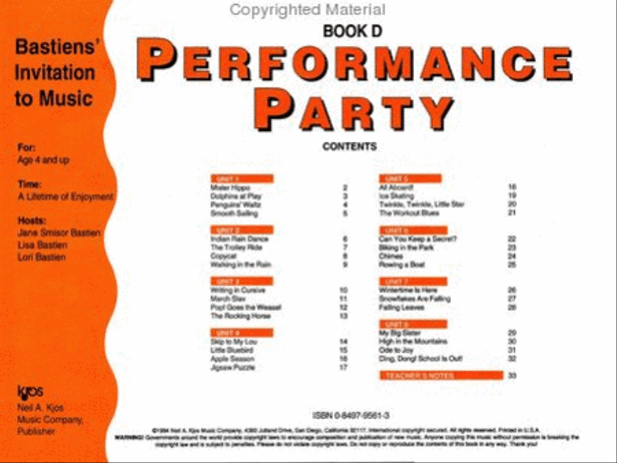 Performance Party, Book D Piano Method scores gallery preview page 2