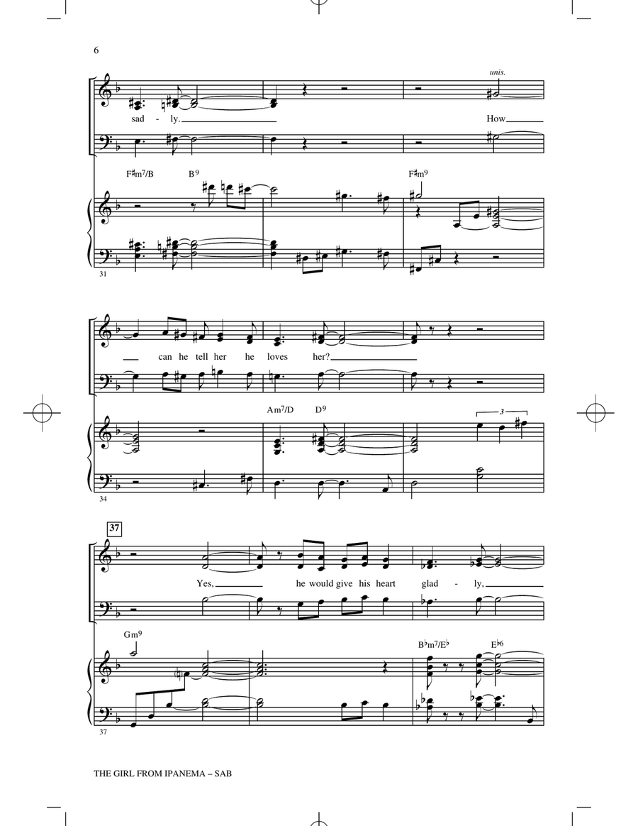 The Girl from Ipanema (Garôta de Ipanema) (arr. Paris Rutherford) 3-Part scores gallery preview page 4