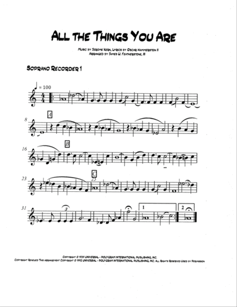 All The Things You Are Recorder scores gallery preview page 4