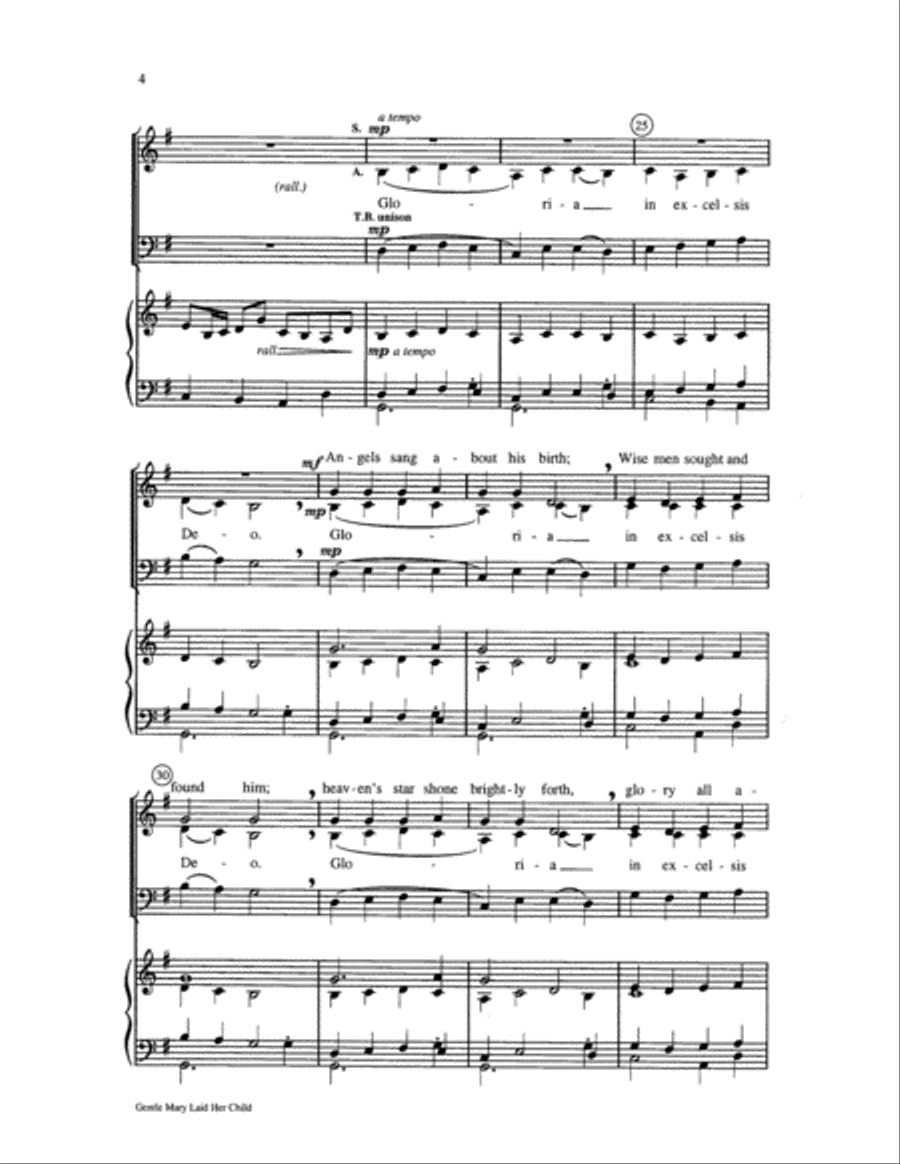 Gentle Mary Laid Her Child 4-Part scores gallery preview page 4