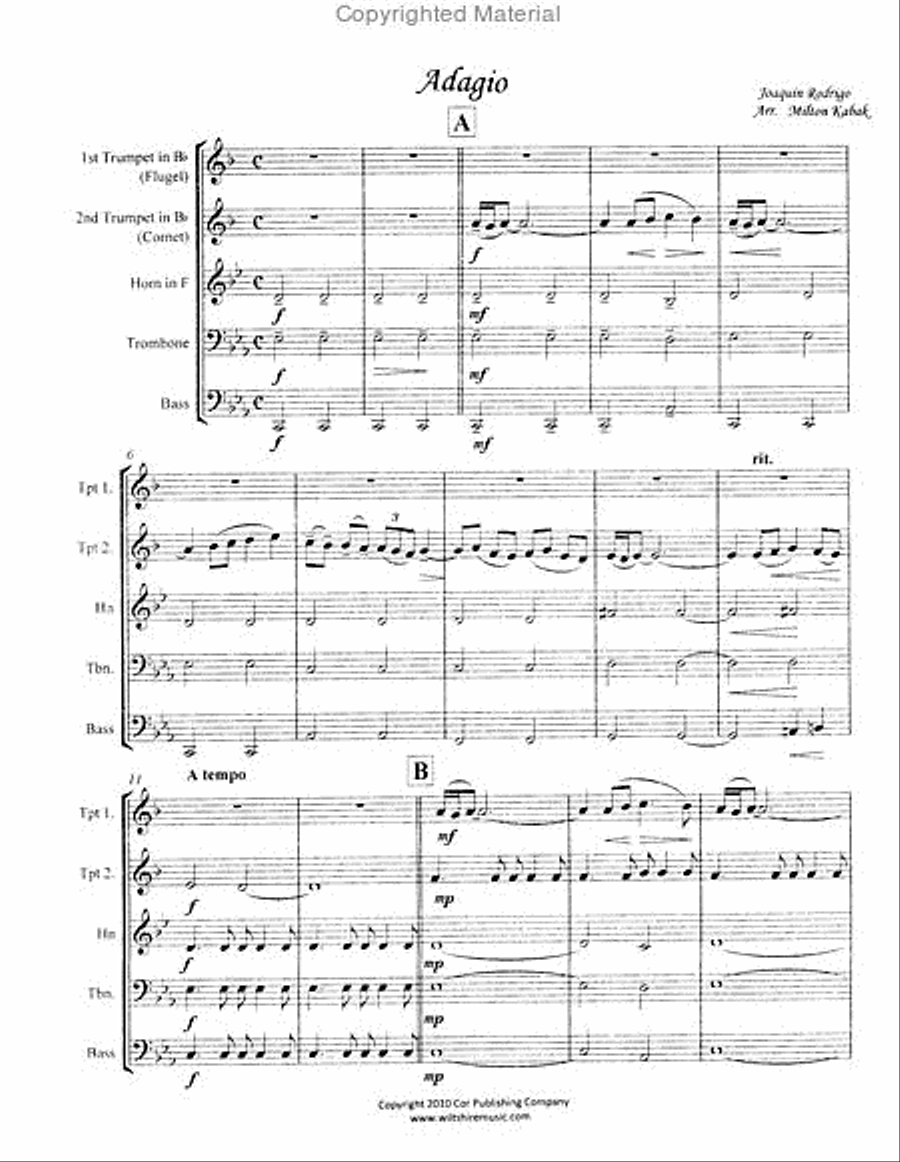 Adagio,arr. M. Kabak Brass Quintet scores gallery preview page 2