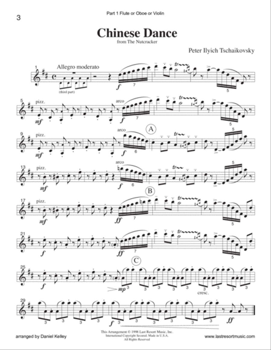 Chinese Dance from the Nutcracker for String Trio (or Wind Trio or Mixed Trio) Piano Trio scores gallery preview page 3