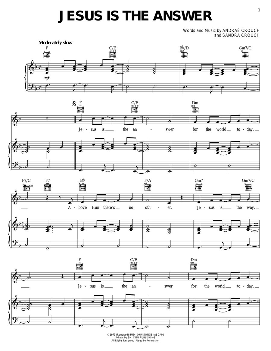 Jesus Is The Answer Jesus Is The Answer Piano, Vocal, Guitar scores gallery preview page 1