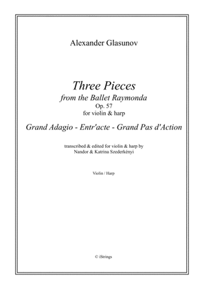 Book cover for Three Pieces from the Ballet Raymonda - for violin & harp