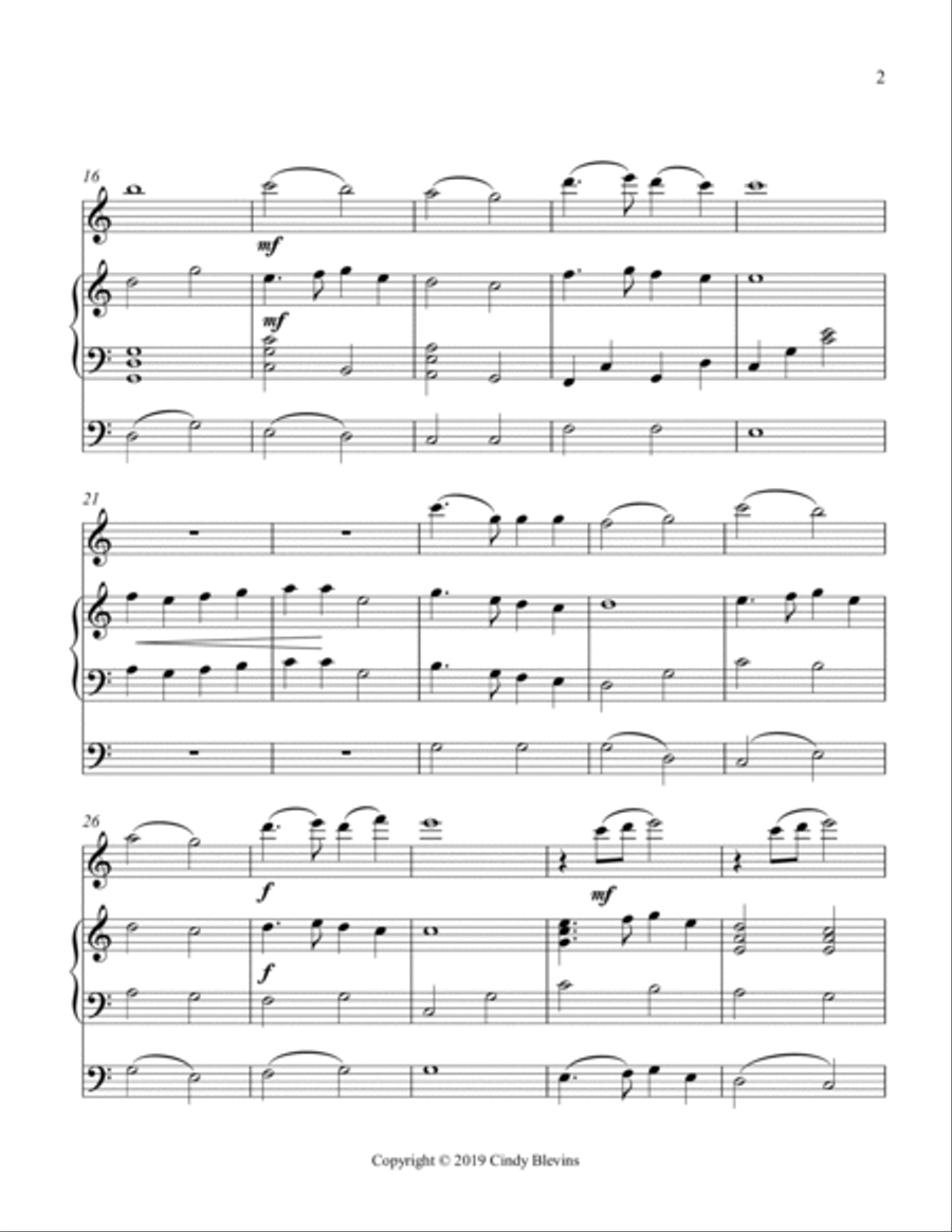 In the Bleak Midwinter, for Piano, Flute and Cello Flute scores gallery preview page 3