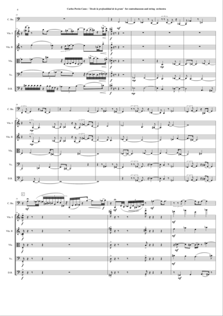 Carlos Perón Cano: Desde la profundidad de la gruta for contrabassoon and string orchestra - score a