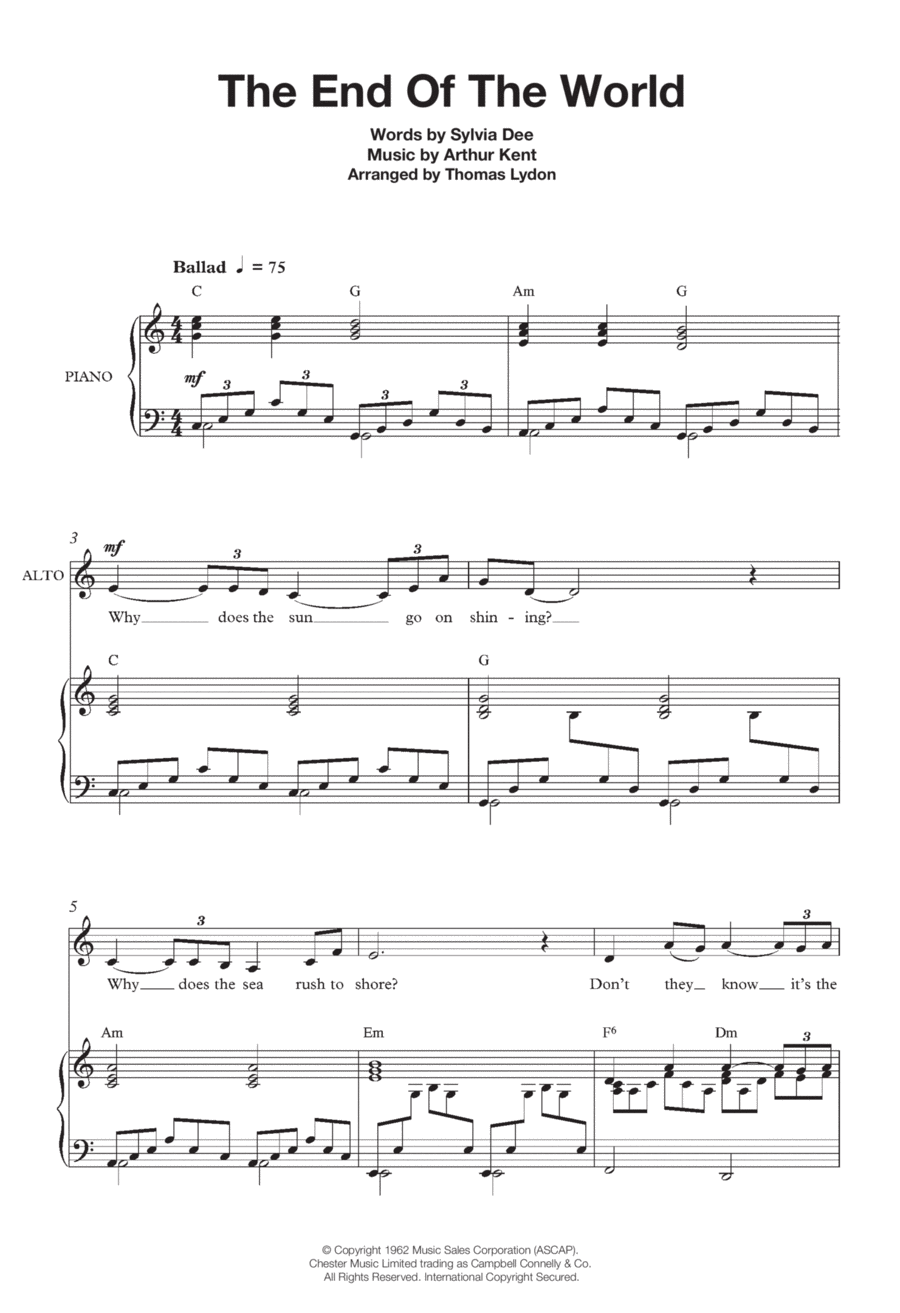 The End Of The World (Arr. Thomas Lydon) Choir scores gallery preview page 1