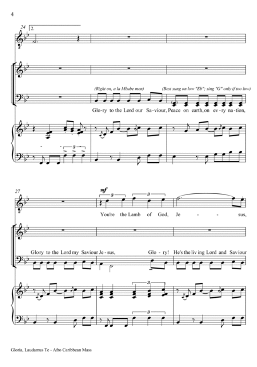Gloria - Laudamus Te 4-Part scores gallery preview page 3