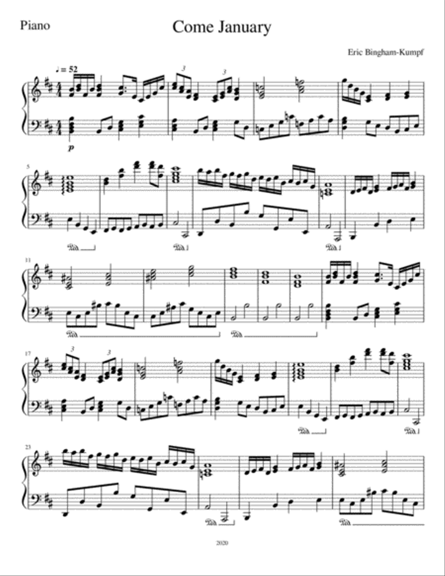 Come January Piano Solo scores gallery preview page 1