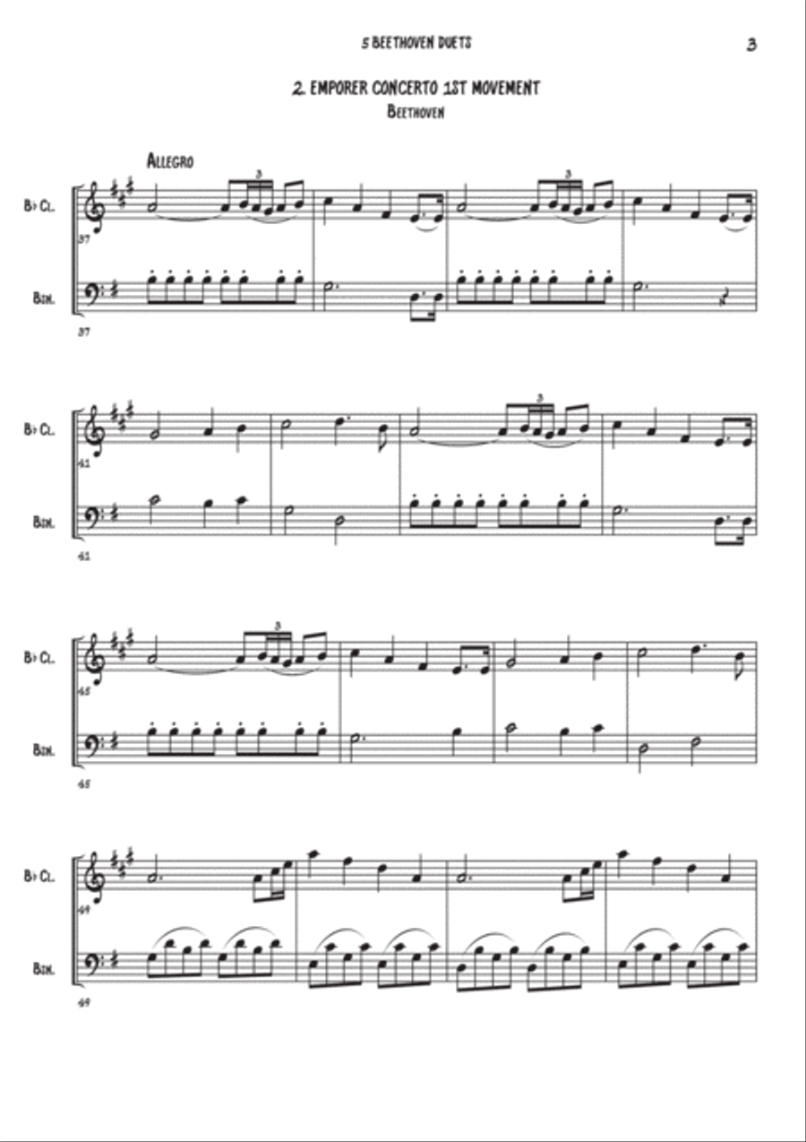 5 Beethoven duets - Bb Clarinet & Bassoon Woodwind Duet scores gallery preview page 4