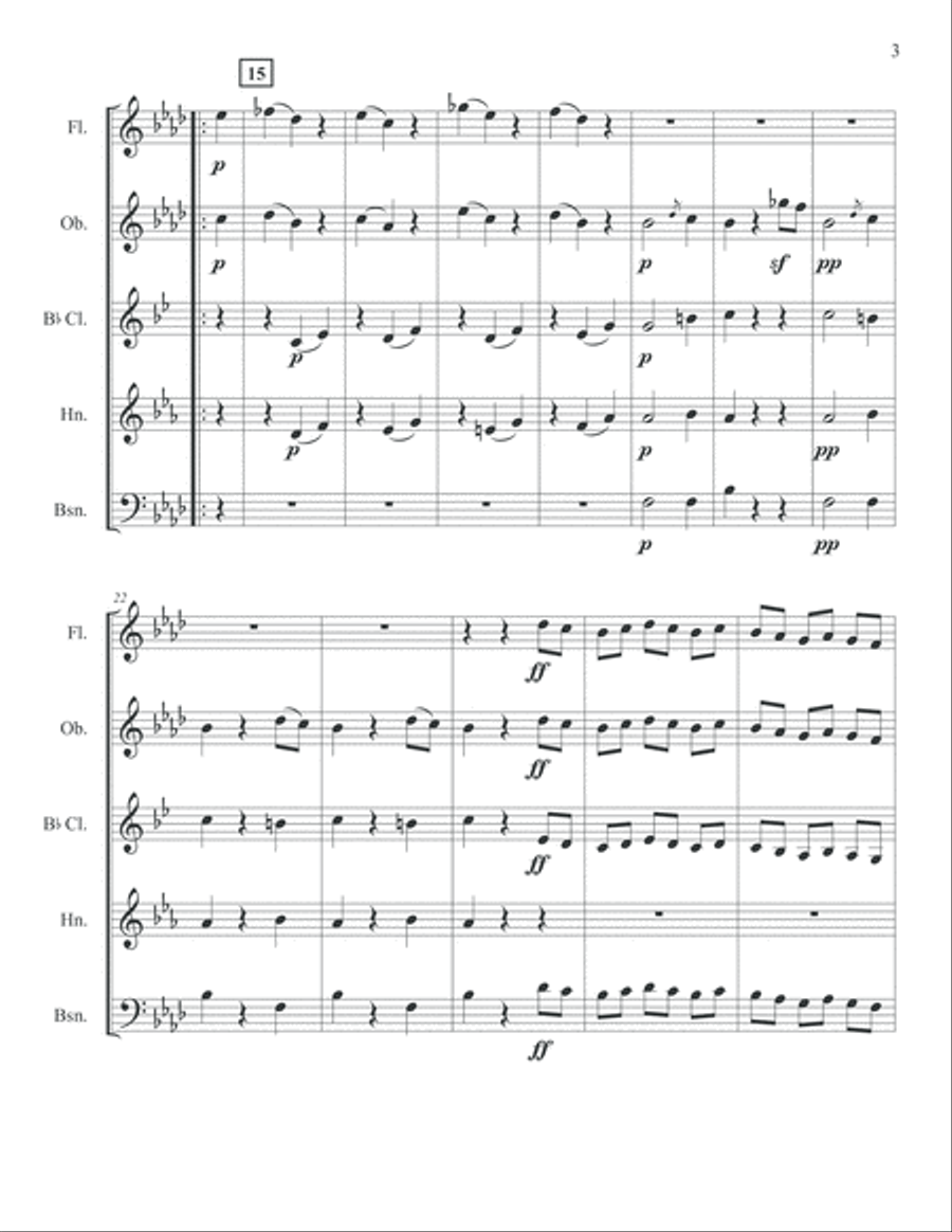 Beethoven Menuetto Woodwind Quintet score and parts Beethoven Menuetto Woodwind Quintet score and parts Woodwind Quintet scores gallery preview page 3