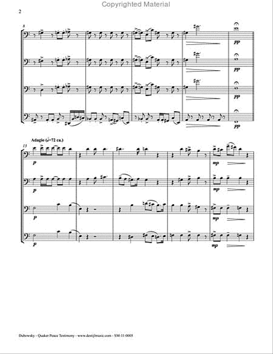 Quaker Peace Testimony (Trombone Quartet) Trombone Quartet scores gallery preview page 3