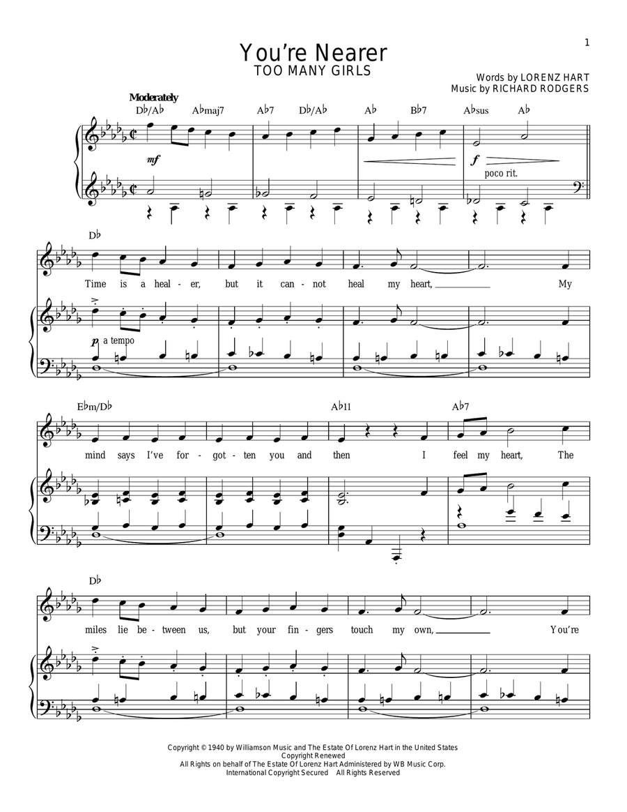 You're Nearer You're Nearer Piano, Vocal, Guitar scores gallery preview page 1