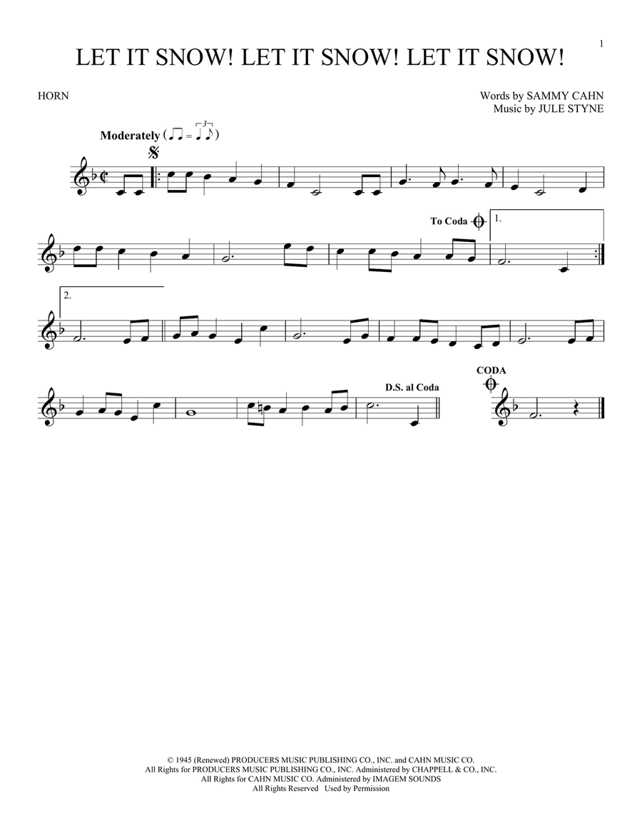 Let It Snow! Let It Snow! Let It Snow! Horn Solo scores gallery preview page 1