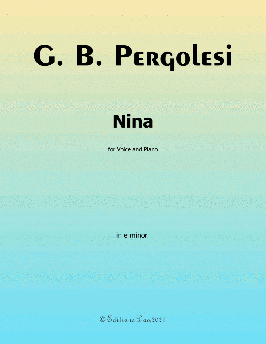 Nina, by Pergolesi, in e minor Voice scores gallery preview page 1