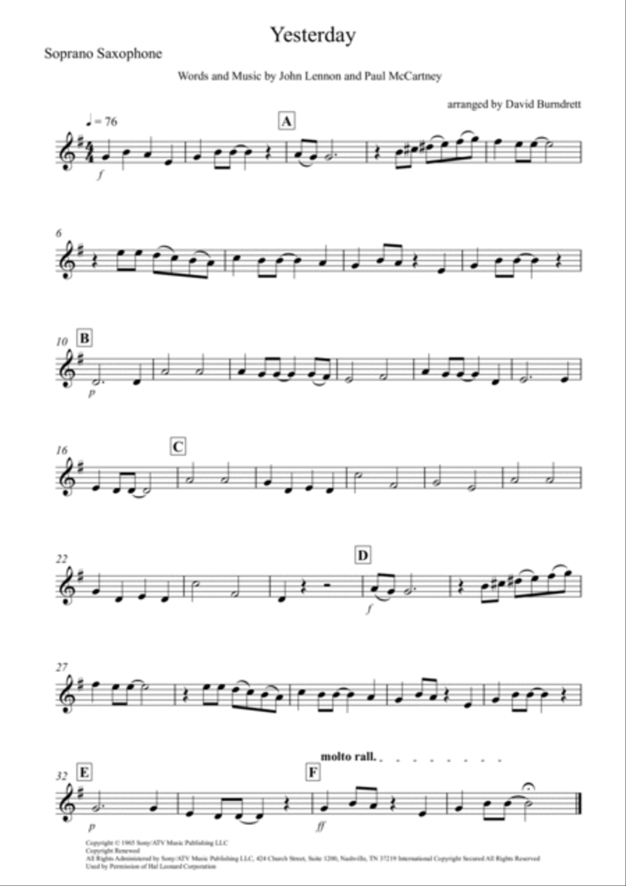 Yesterday Woodwind Quartet scores gallery preview page 3