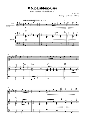 O Mio Babbino Caro - for alto sax solo (with piano accompaniment and chords)