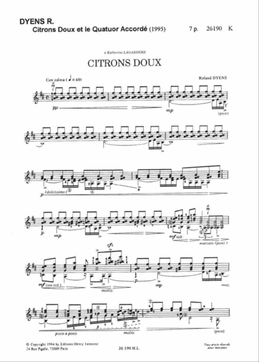 Citrons Doux Et Le Quatuor Accorde Acoustic Guitar scores gallery preview page 2