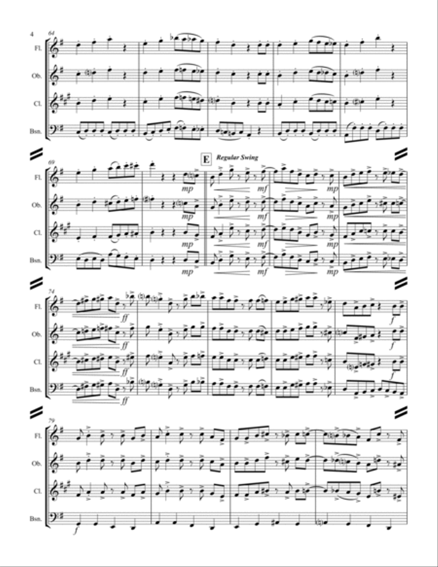Parade of the Wooden Soldiers (for Woodwind Quartet) Woodwind Quartet scores gallery preview page 5