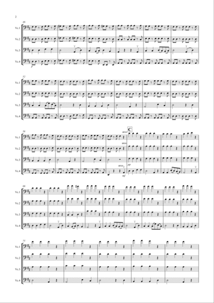 The Trout (4th Movement) for Cello Quartet Cello Solo scores gallery preview page 2