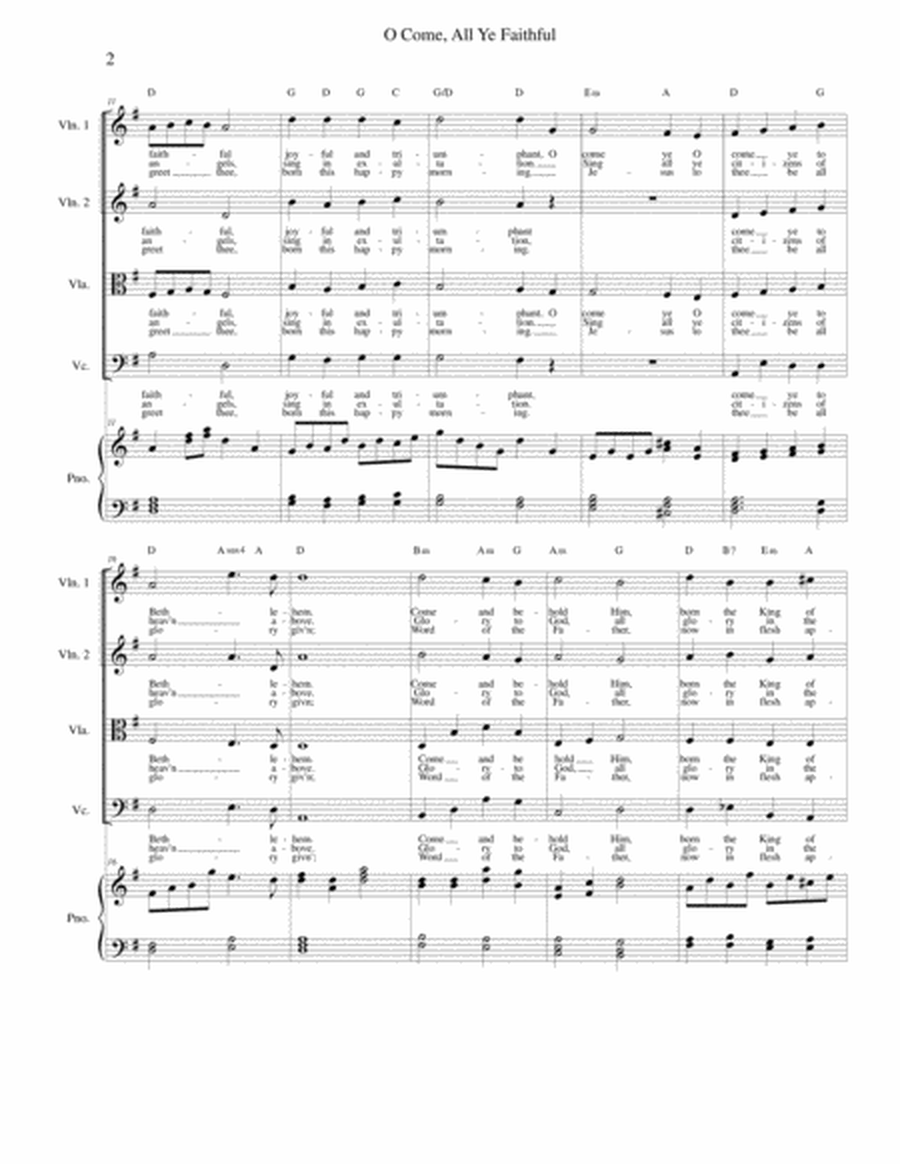 O Come all Ye Faithful/Adeste Fideles - Strings & Piano with parts image number null