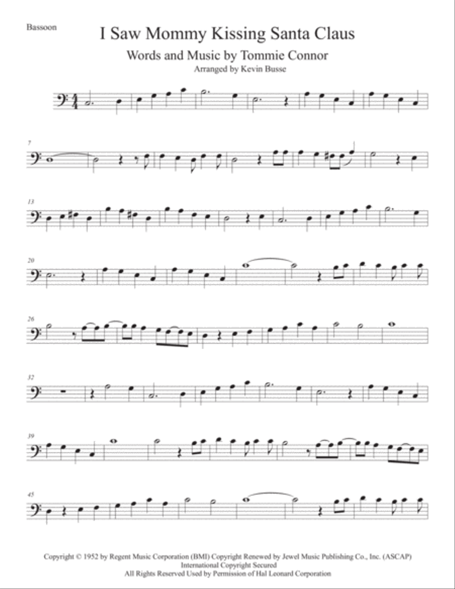 I Saw Mommy Kissing Santa Claus Bassoon Solo scores gallery preview page 1