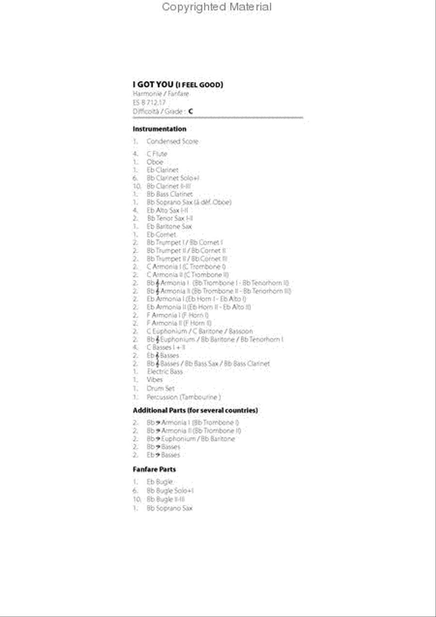 I Got You (I Feel Good) Concert Band scores gallery preview page 2