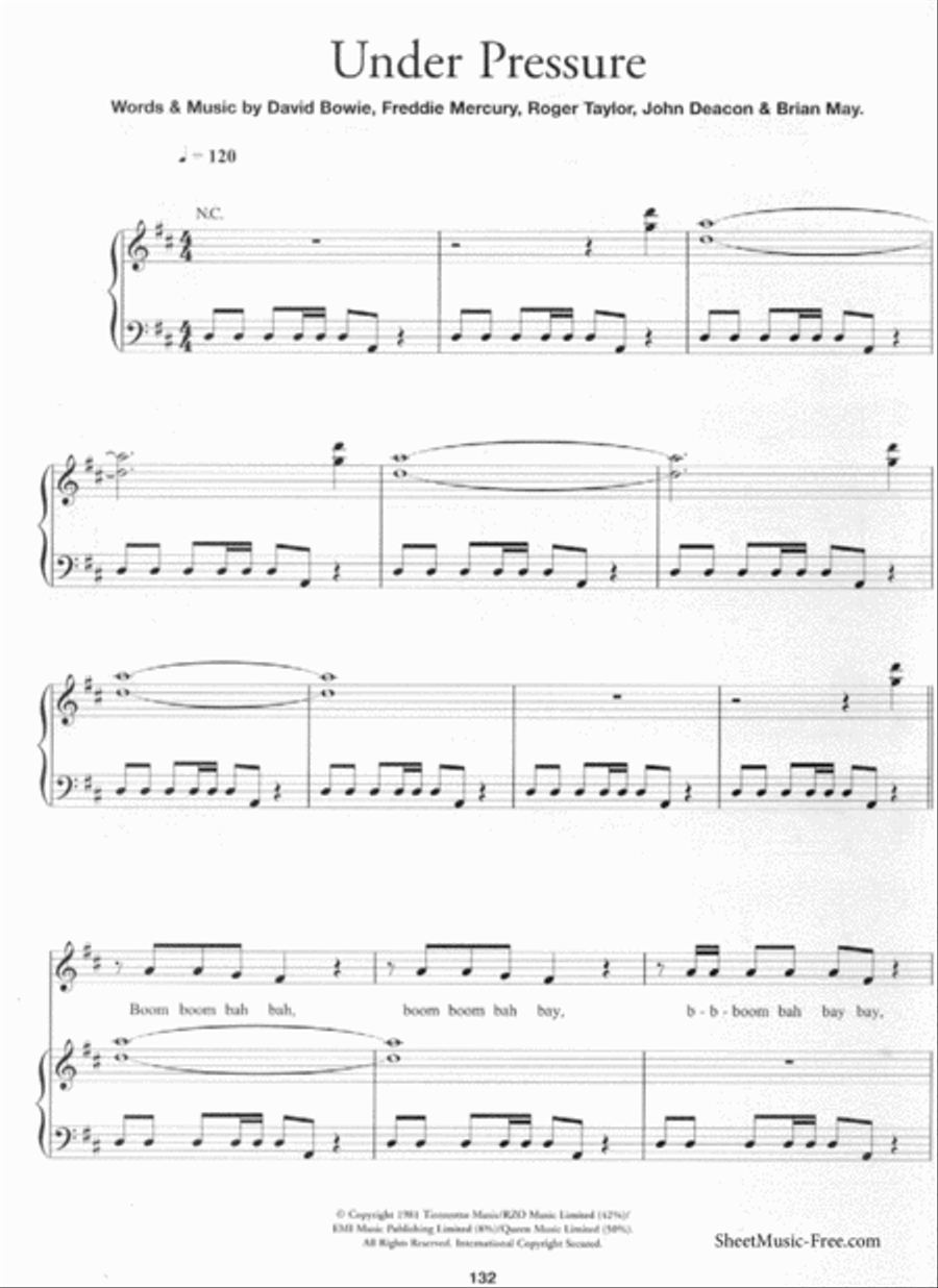 Under Pressure Piano scores gallery preview page 1